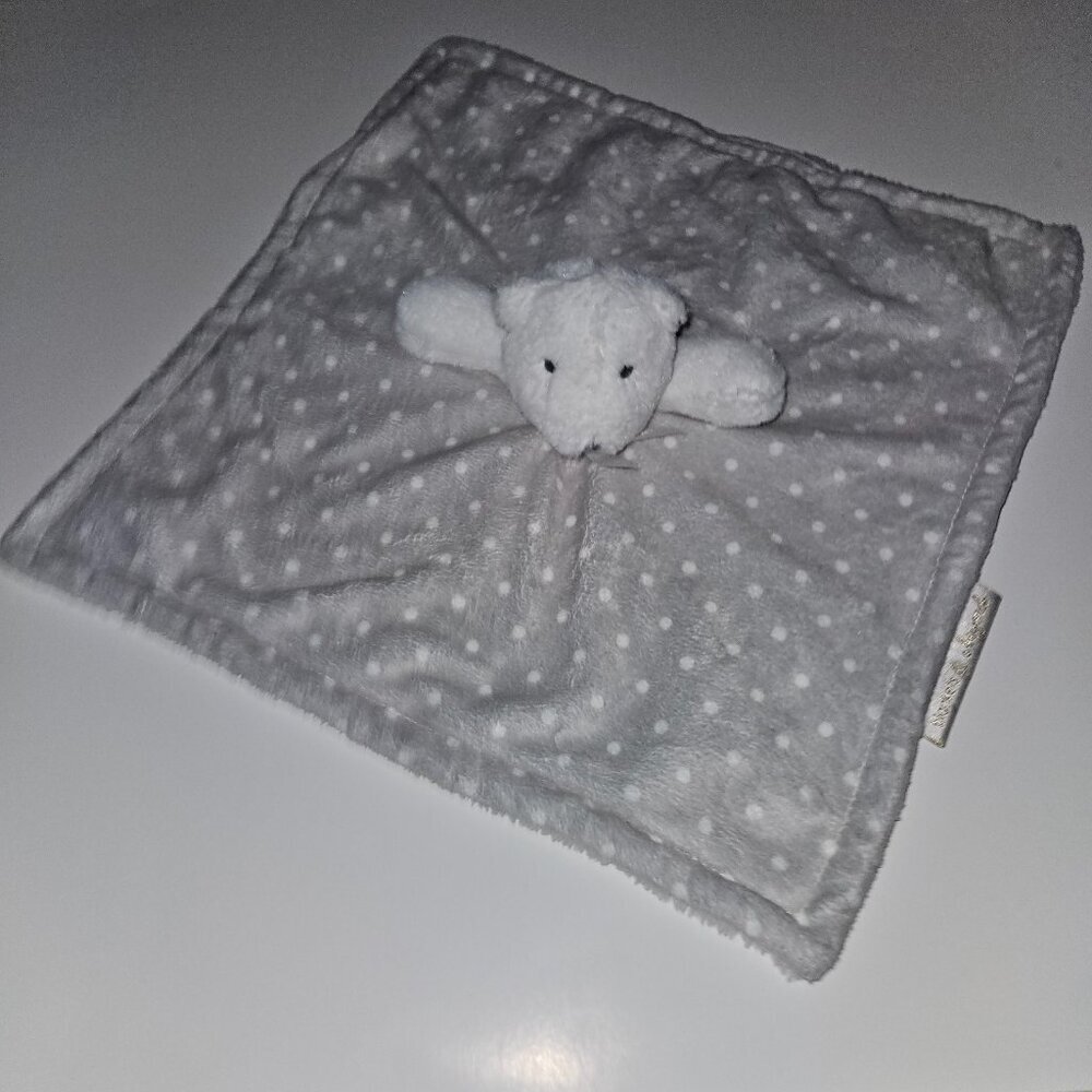 Blankets & Beyond Gray White Teddy Bear Lovey Fleece Plush Baby Toy Polka Dots